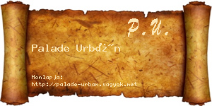 Palade Urbán névjegykártya